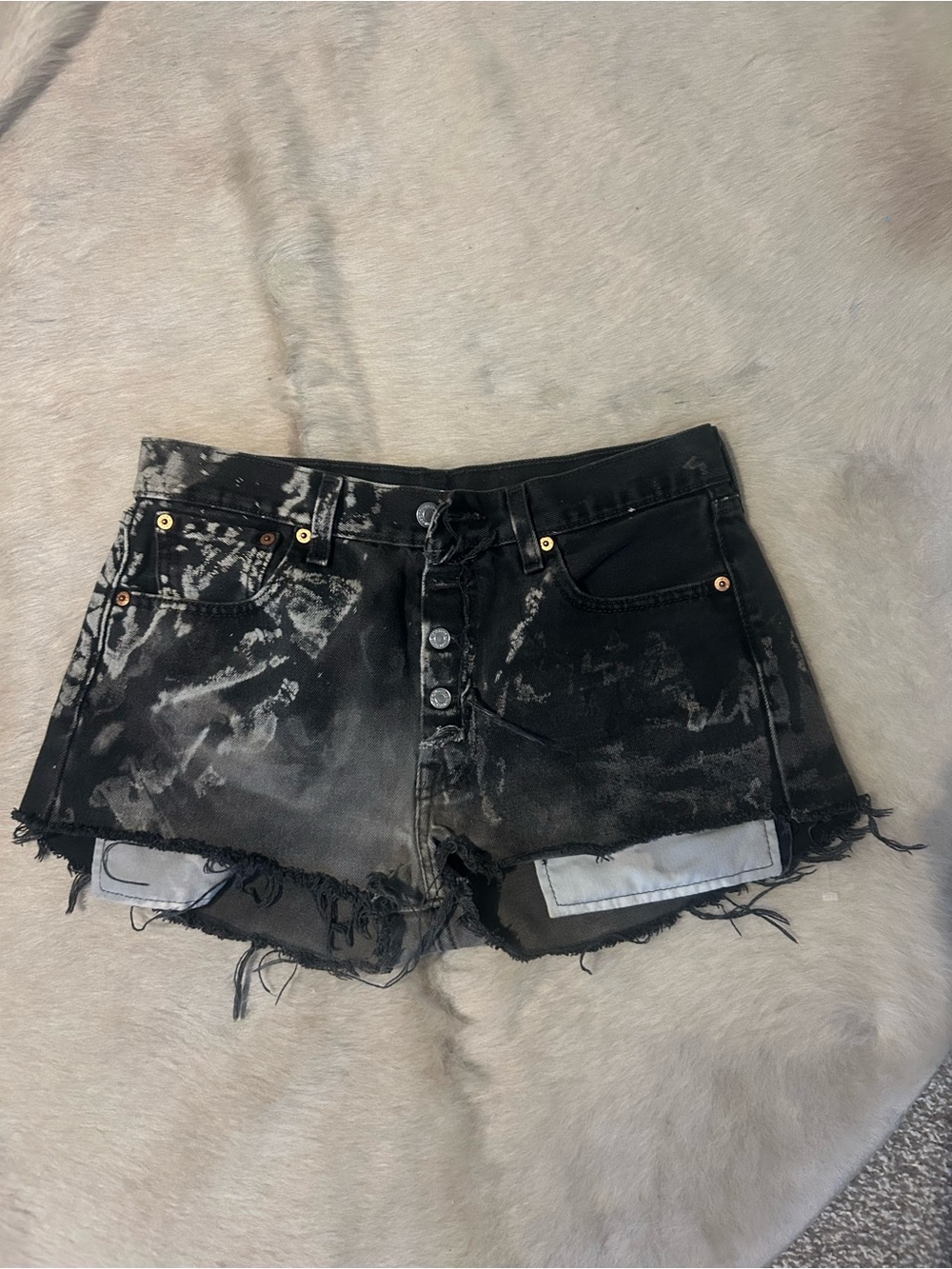 Levi's Black Acid-Wash Cutoff Denim Shorts